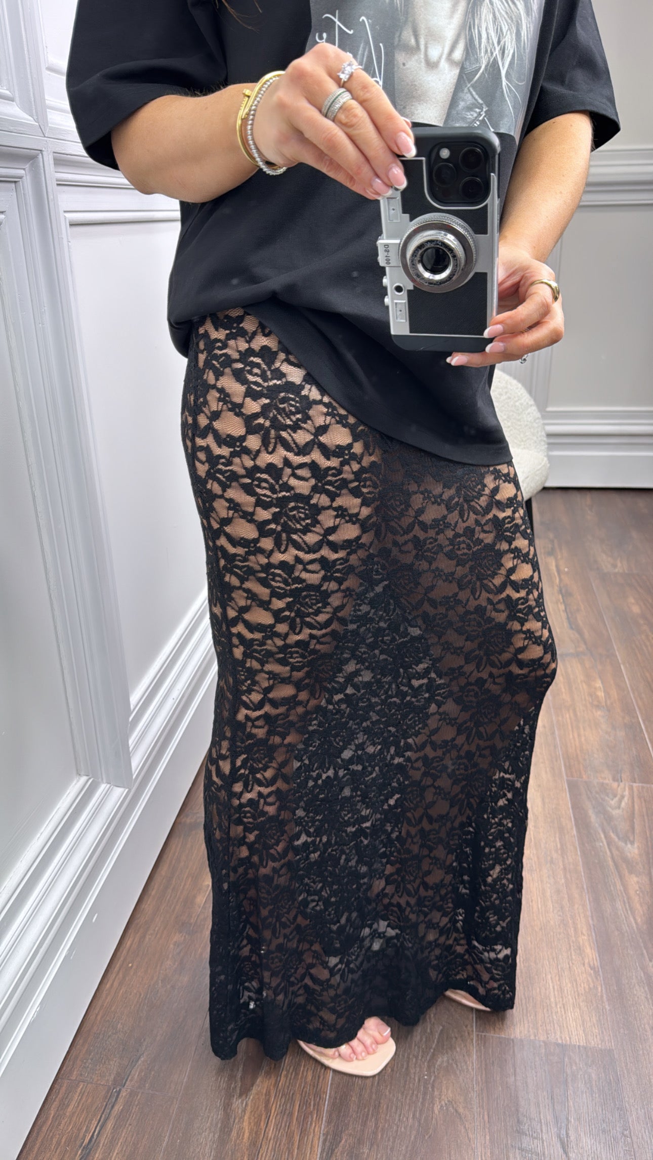 LACEY black lace maxi skirt