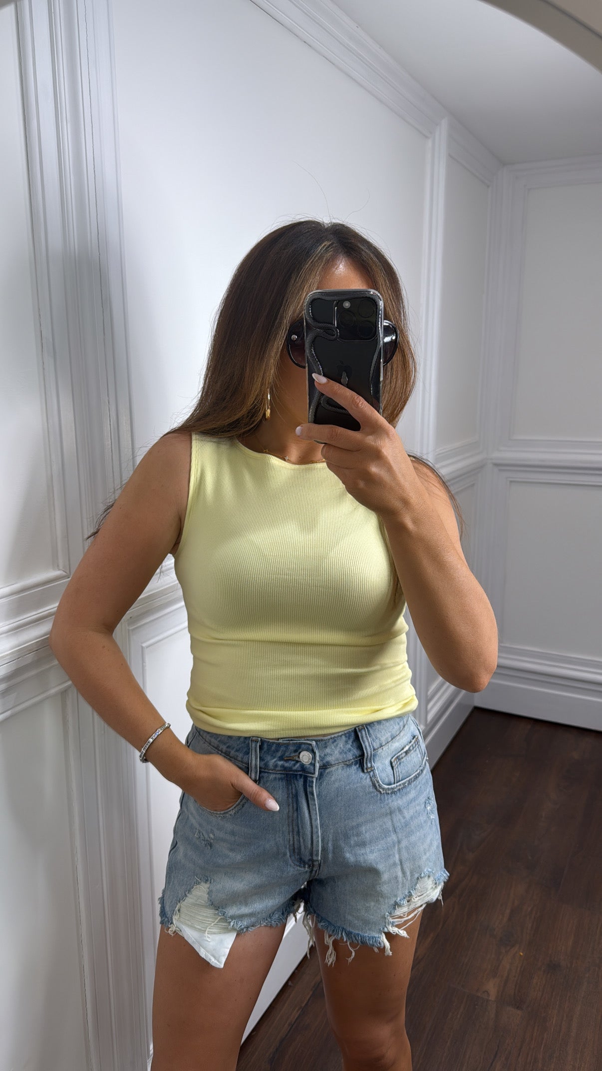 BECCI lemon basic ribbed vest top