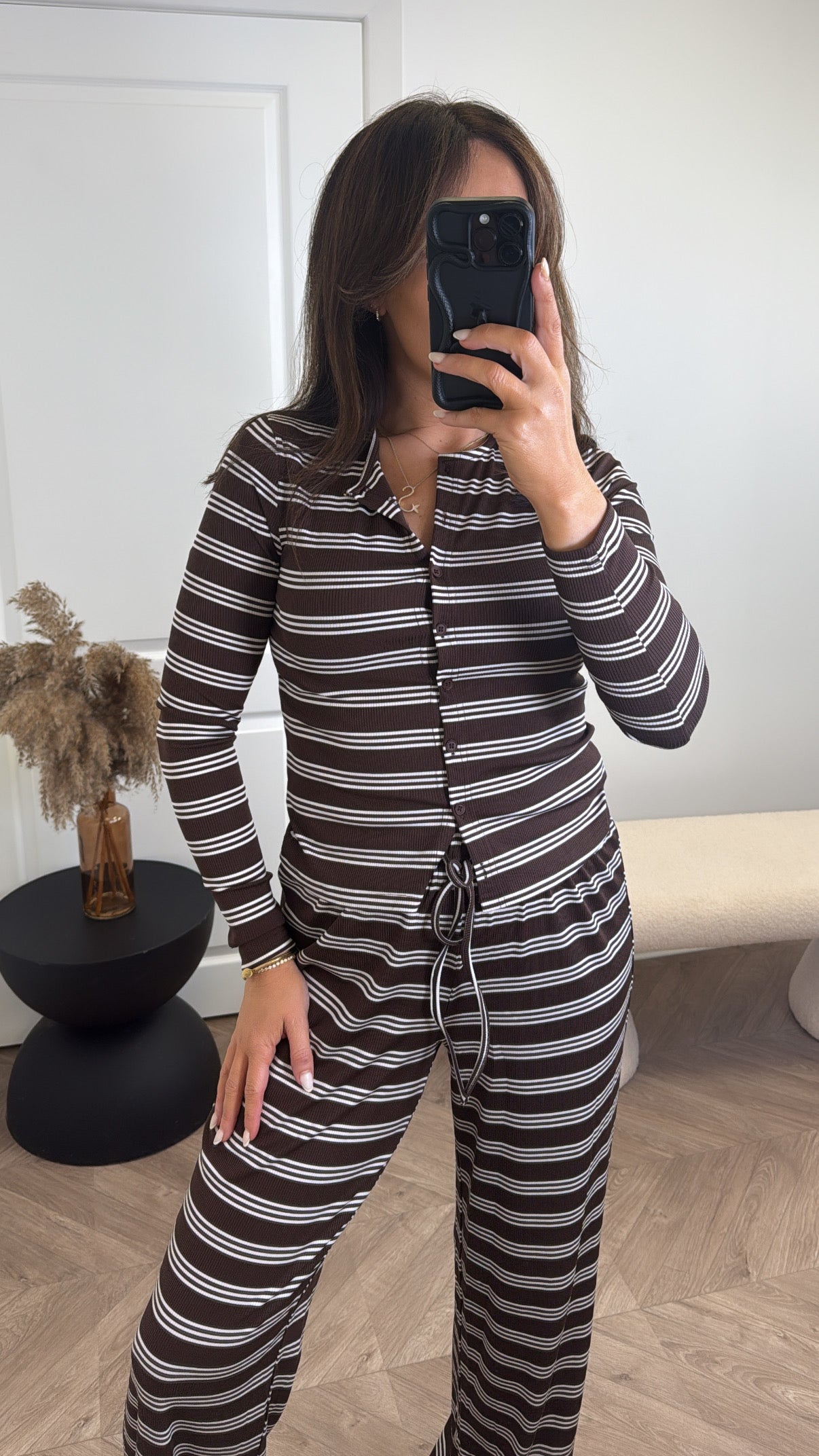 RITA brown stripe cardigan co-ord