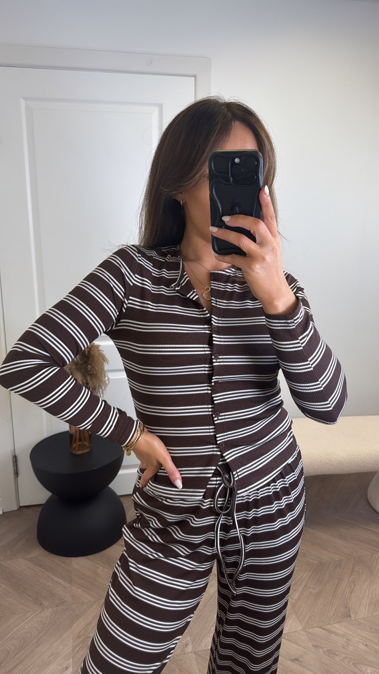 RITA brown stripe cardigan co-ord