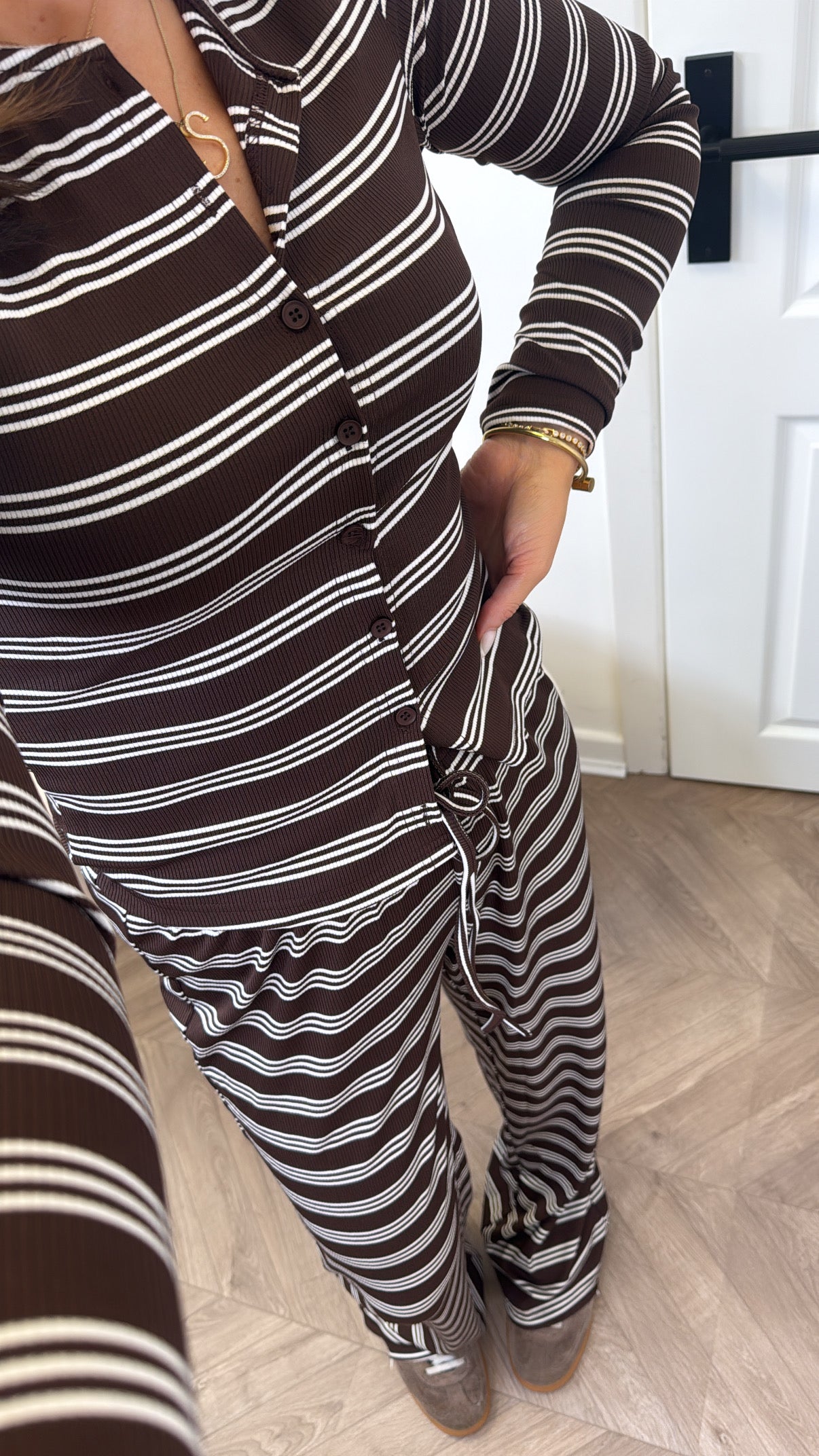 RITA brown stripe cardigan co-ord