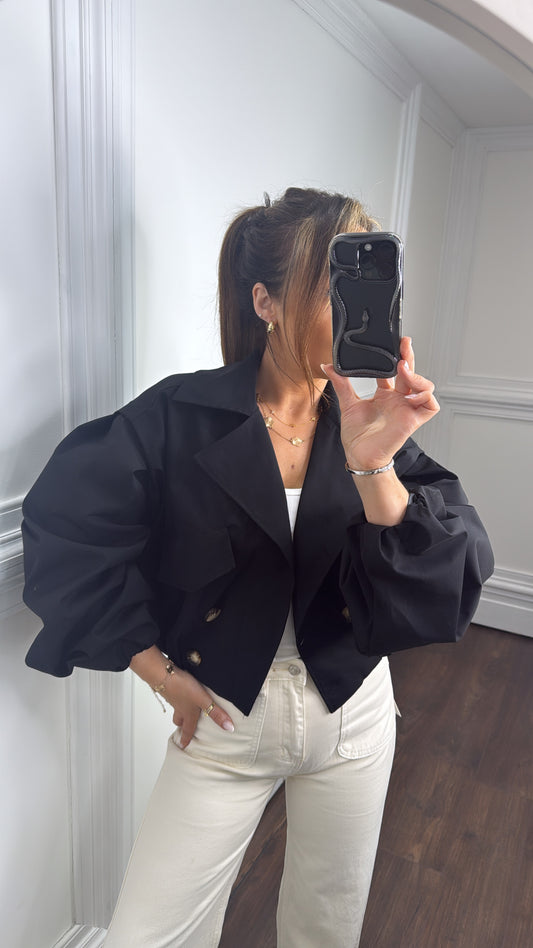 TALIA black cropped tench jacket