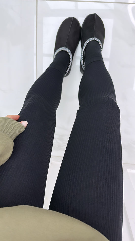 RACHEL black ribbed leggings