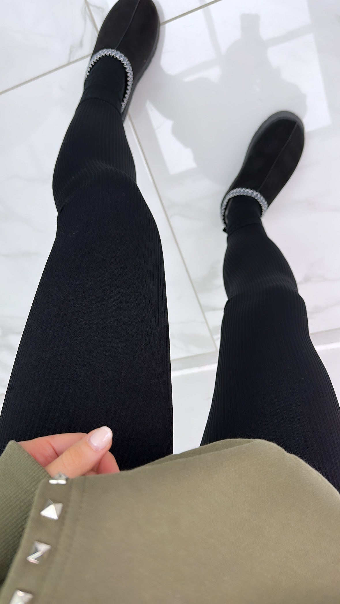 RACHEL black ribbed leggings