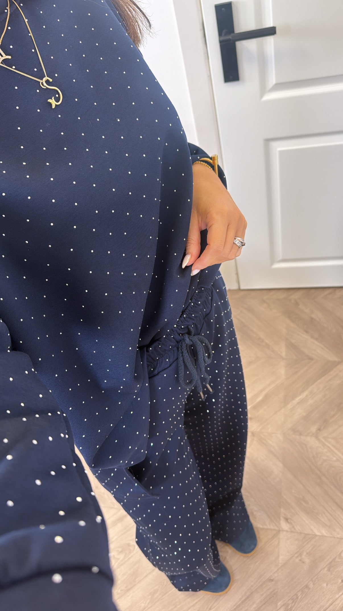 RUBY navy stud detail top and joggers co-ord