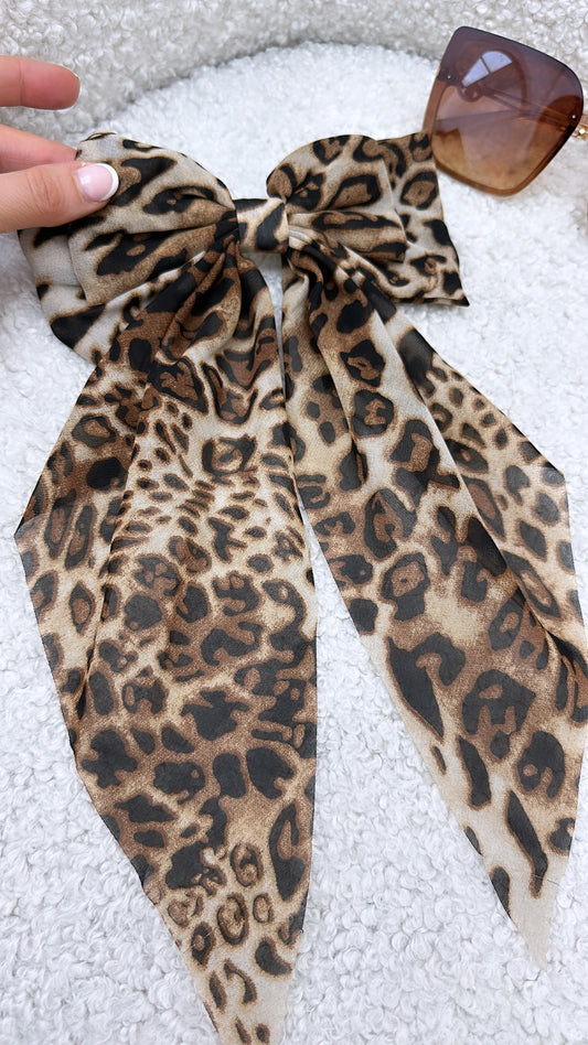 MIA light brown leopard print bow hair clip