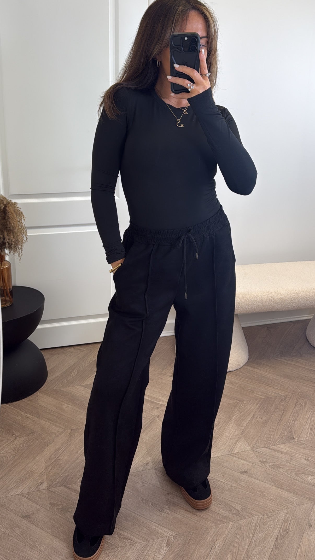 SISI black faux suede jogger