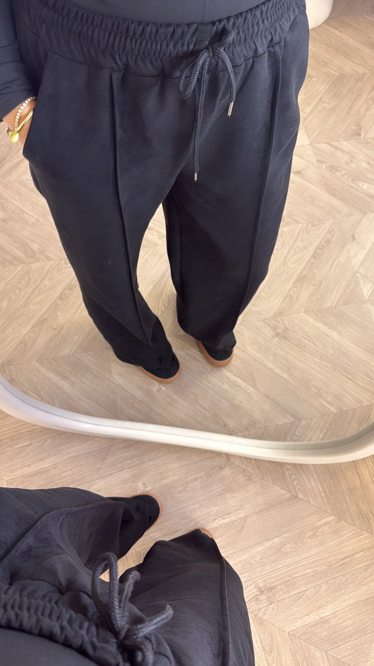 SISI black faux suede jogger