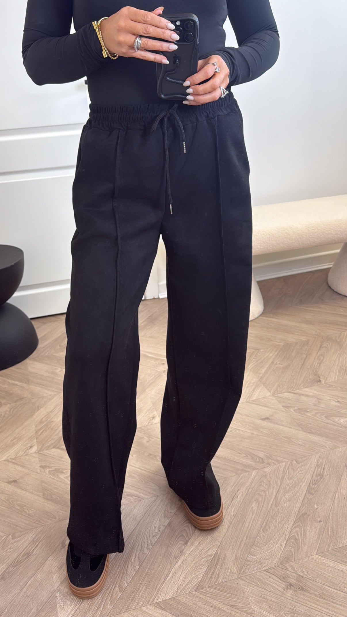 SISI black faux suede jogger