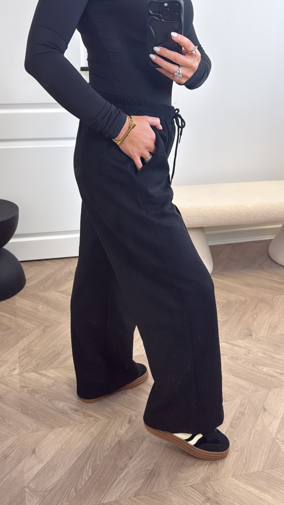 SISI black faux suede jogger