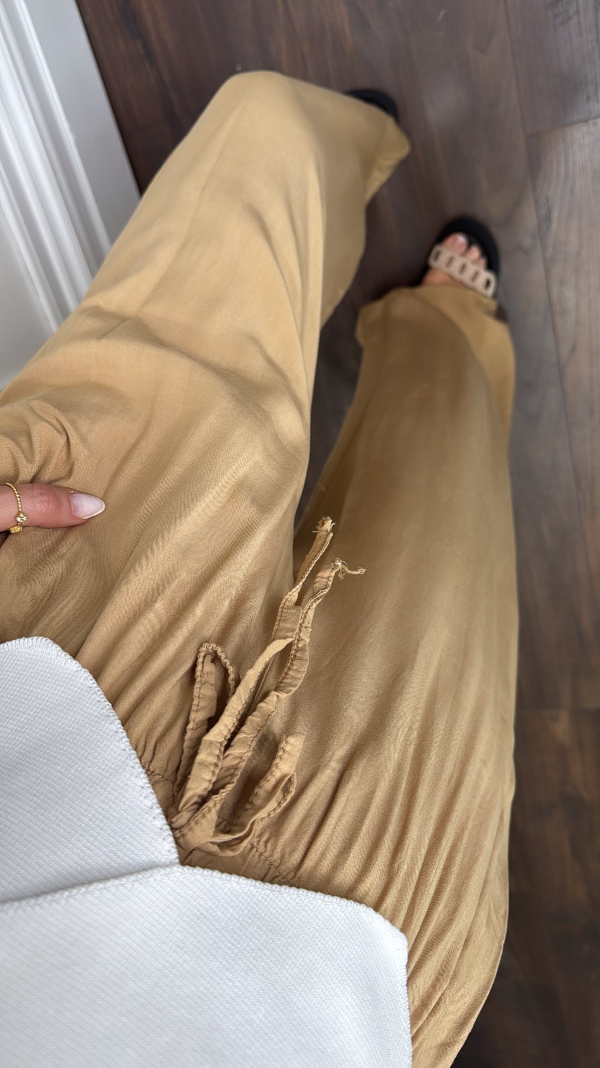CASSIE camel wide leg trousers