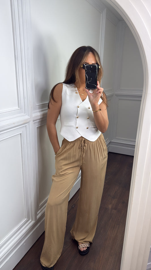 CASSIE camel wide leg trousers