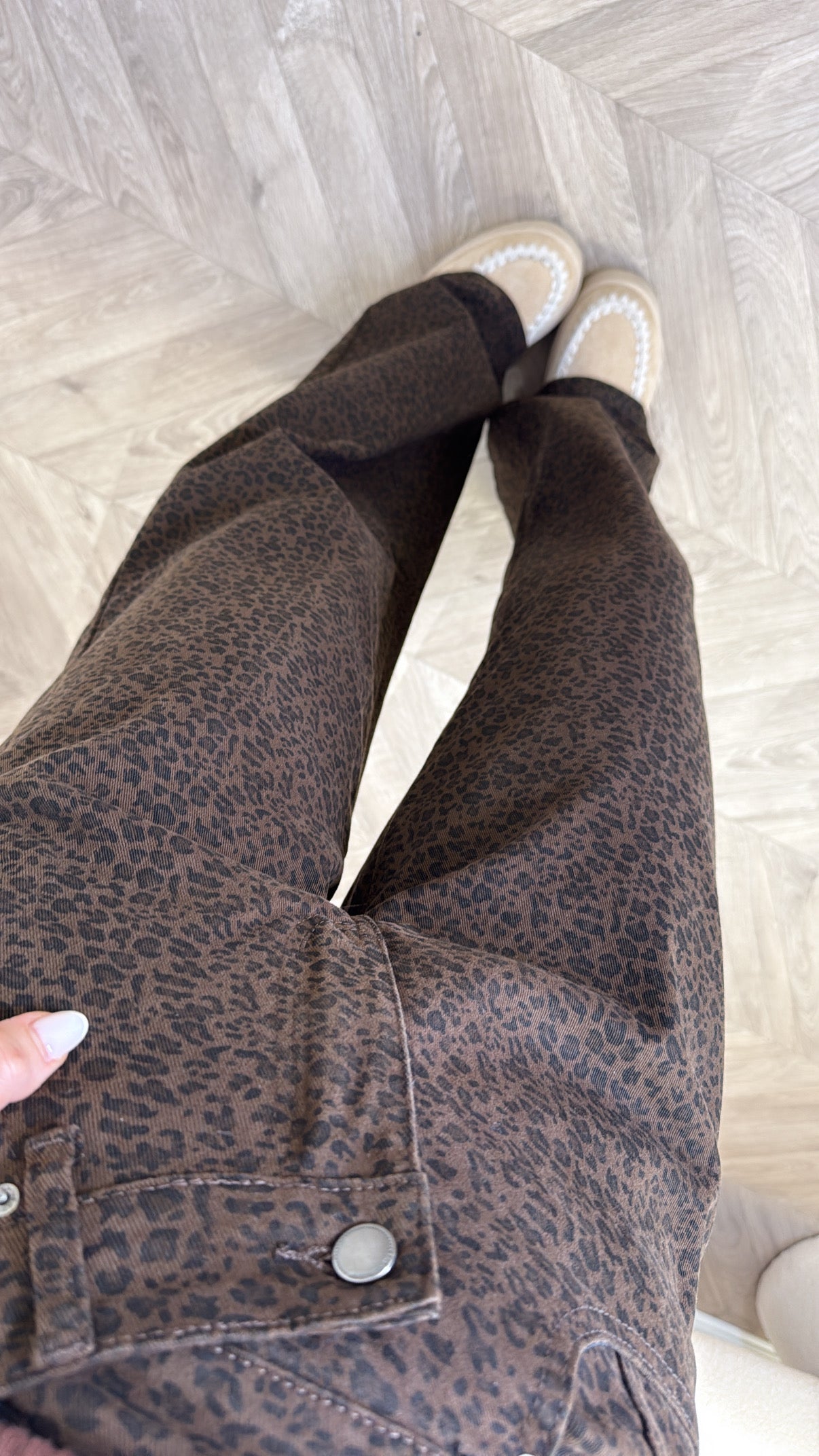 ZOE brown leopard print wide leg jeans