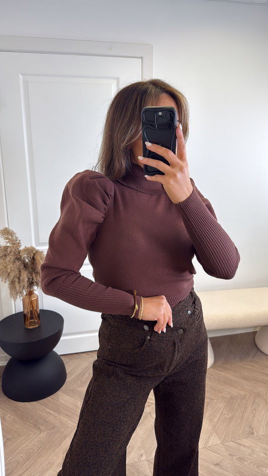 JENNIE brown roll neck jumper