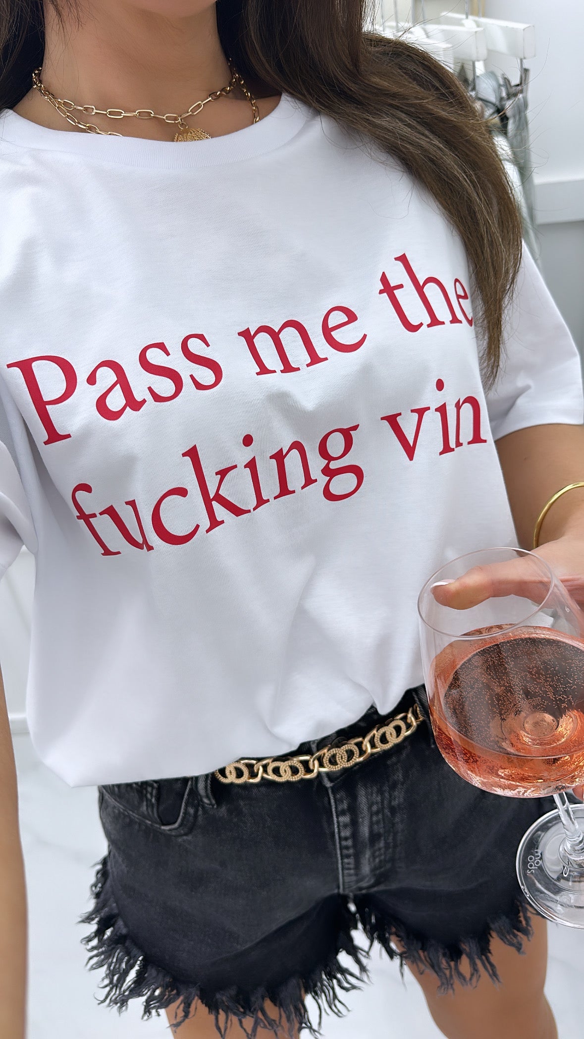 VINO white t-shirt with graphic text