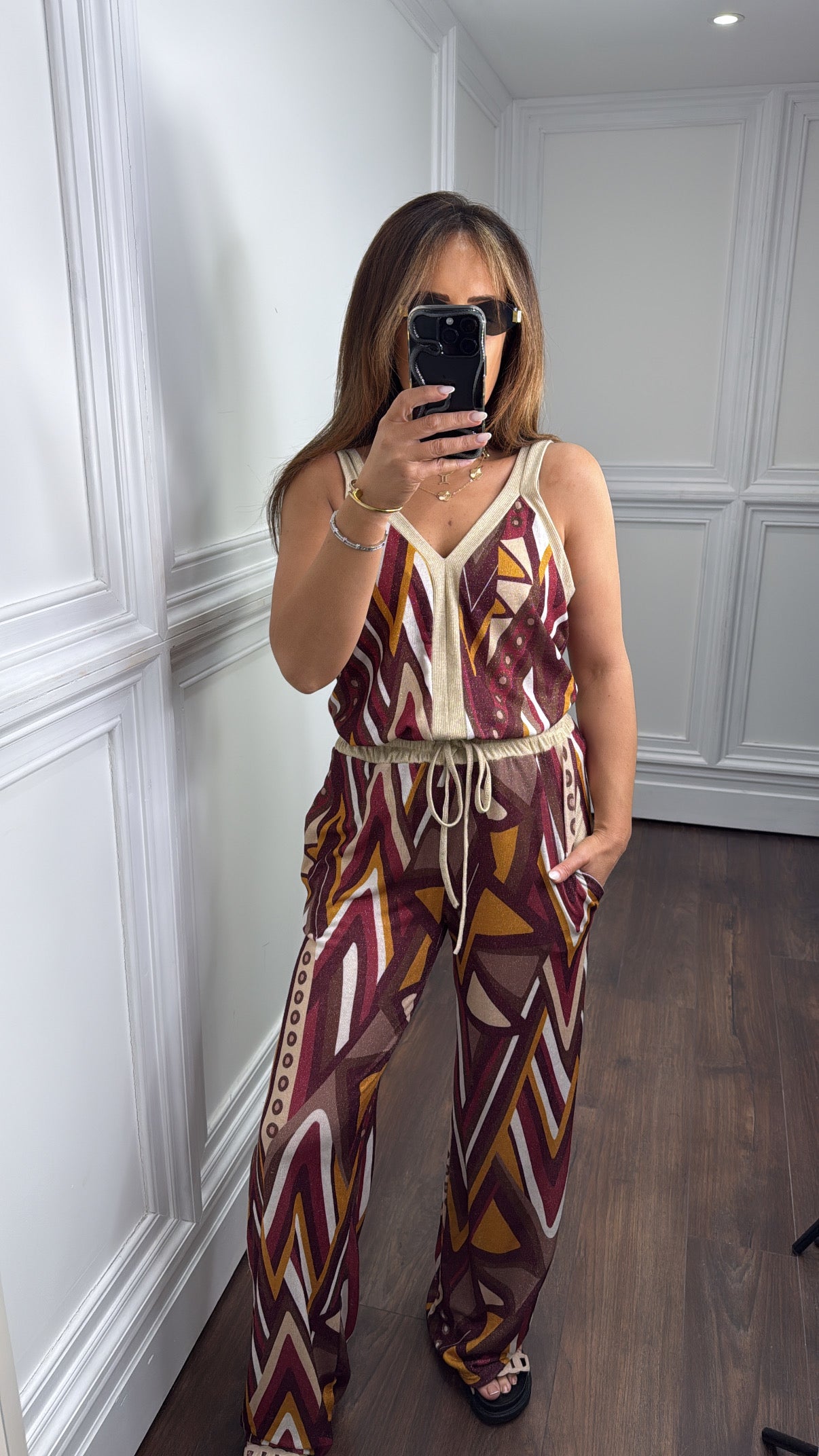 EMILY red abstract trouser co-ord