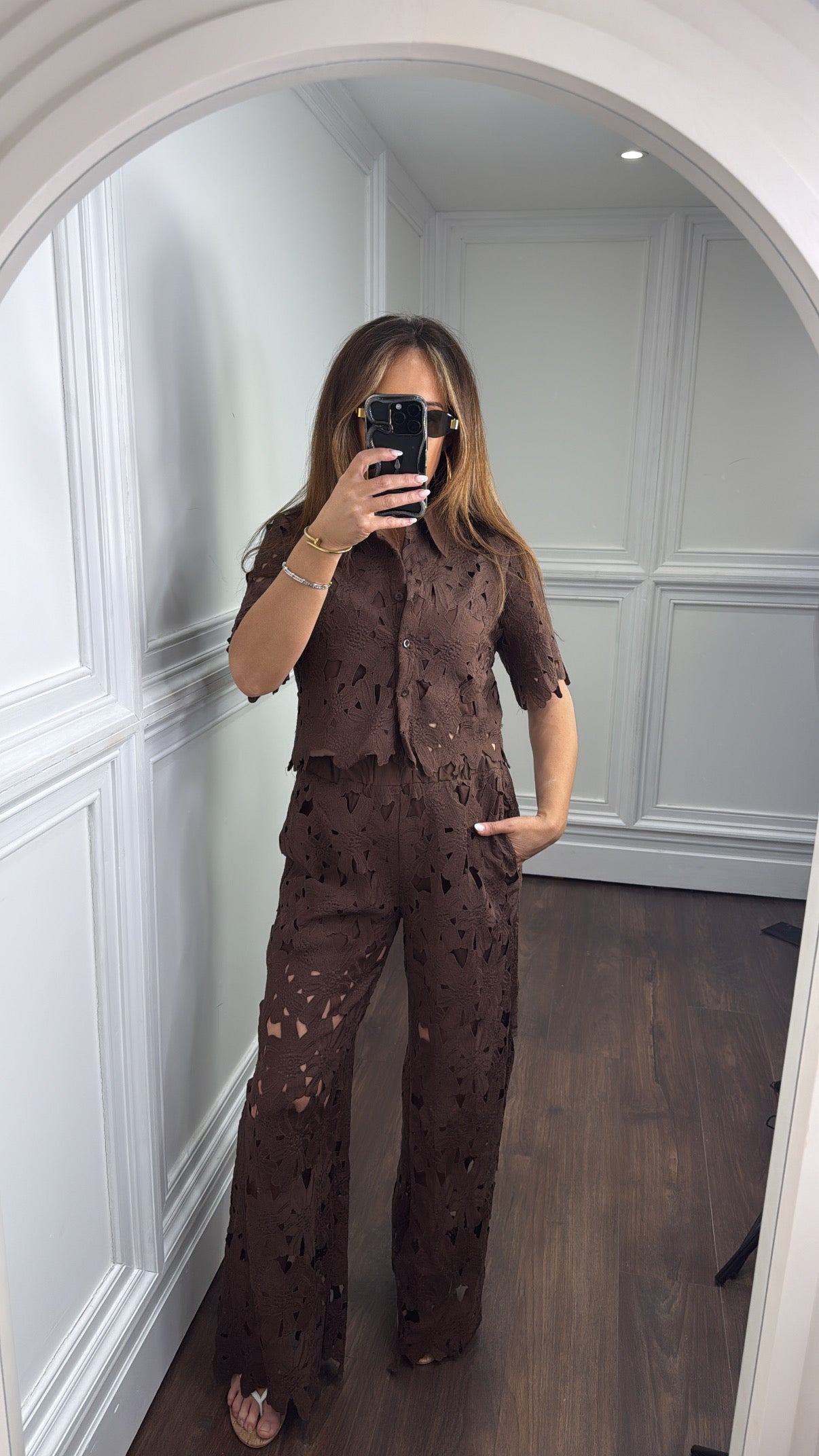 LORNA brown crochet trouser co-ord