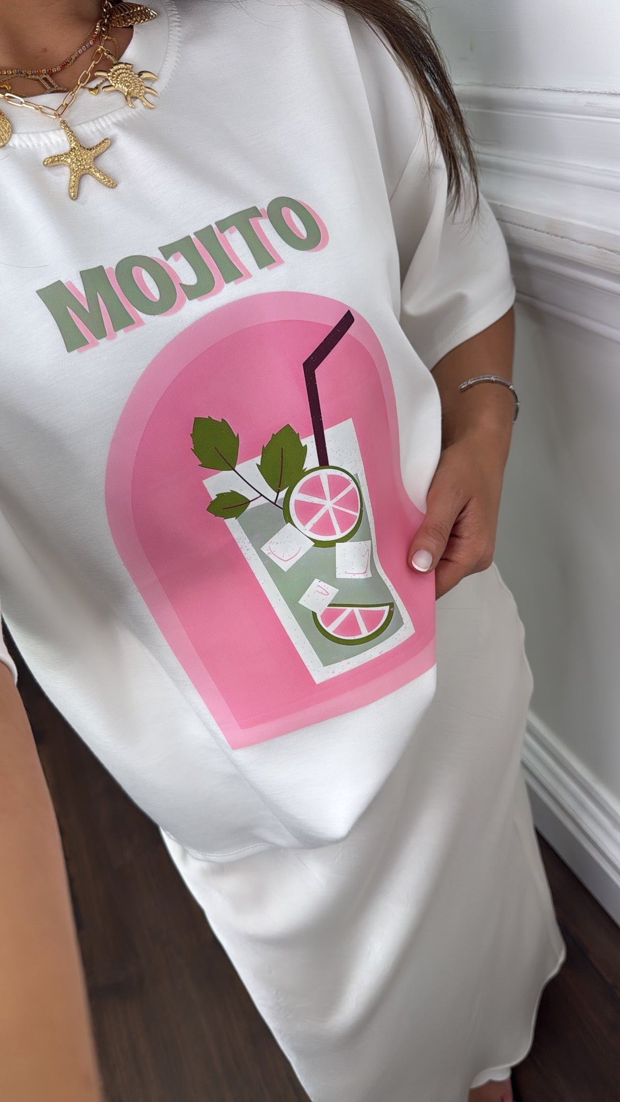MOJITO white super soft logo t-shirt