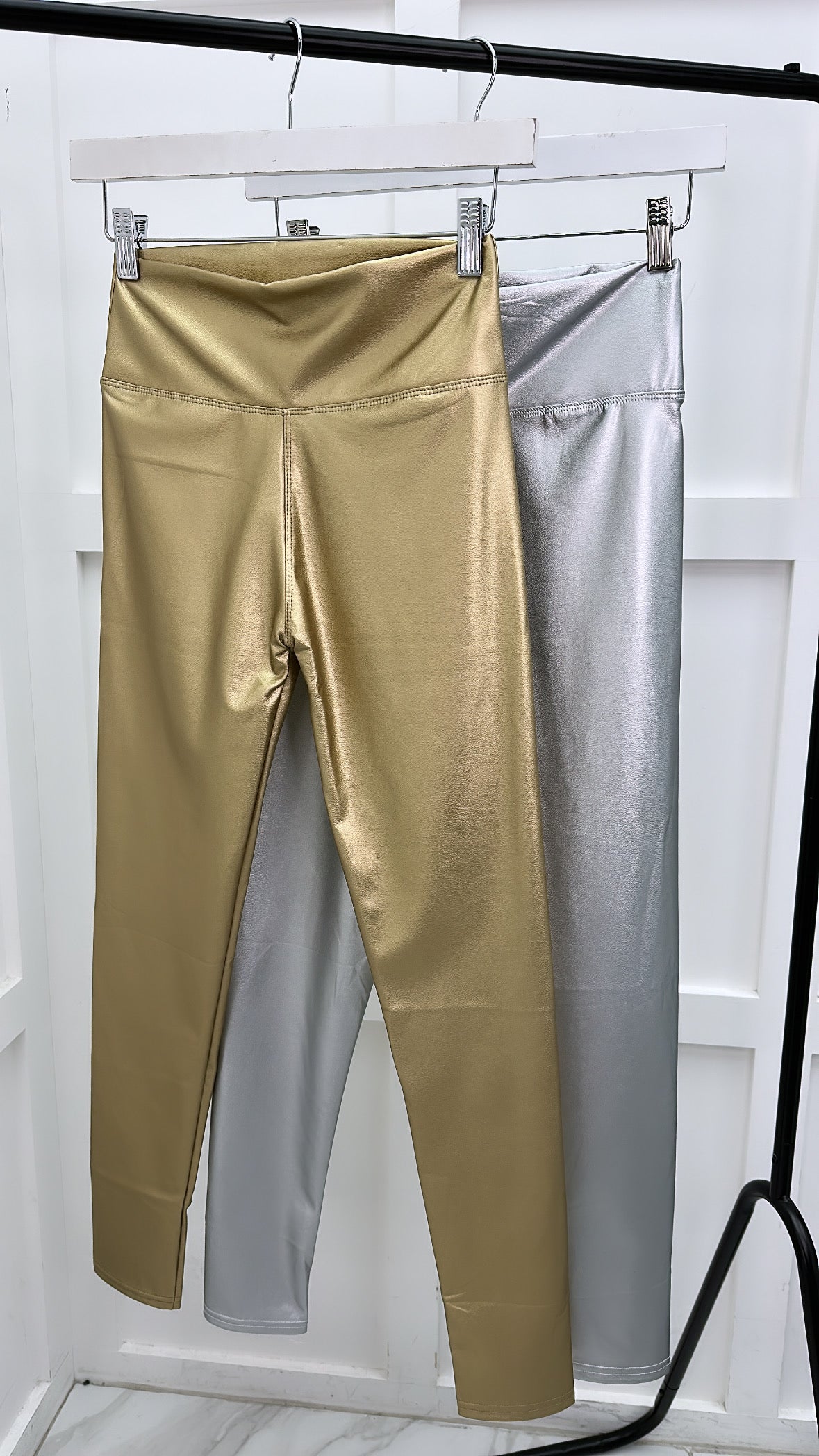 SHONA gold faux leather leggings