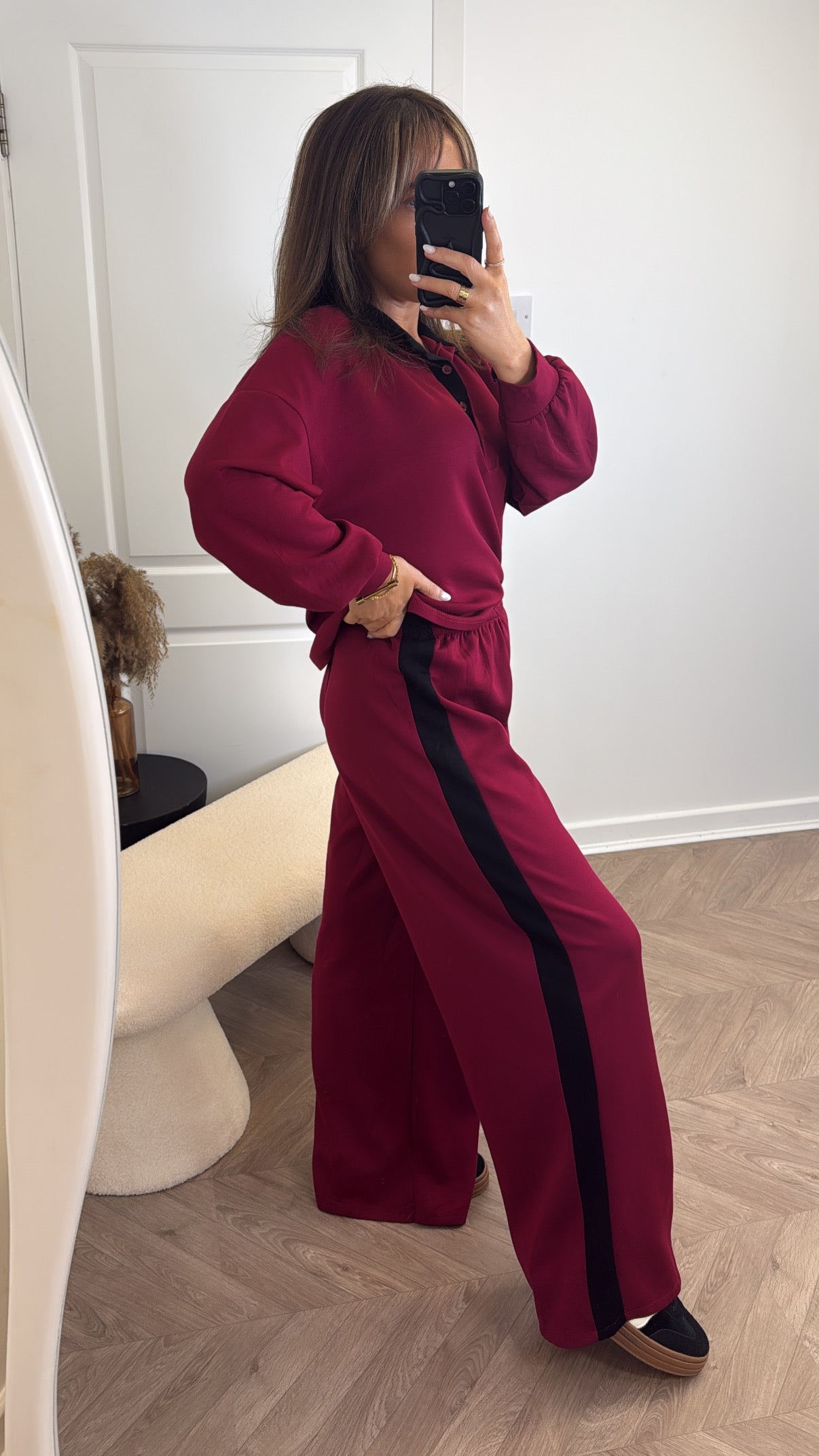 SASHA burgundy polo top and pants co ord