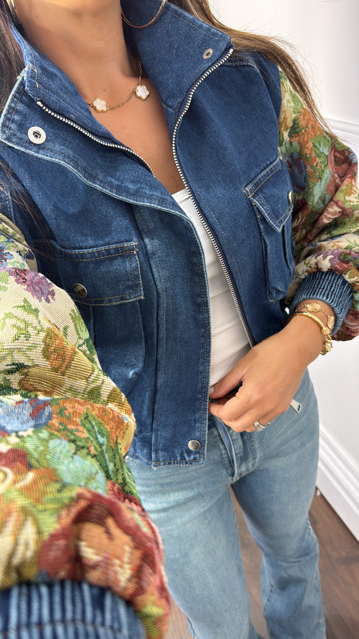 CLARA dark denim blue bomber jacket