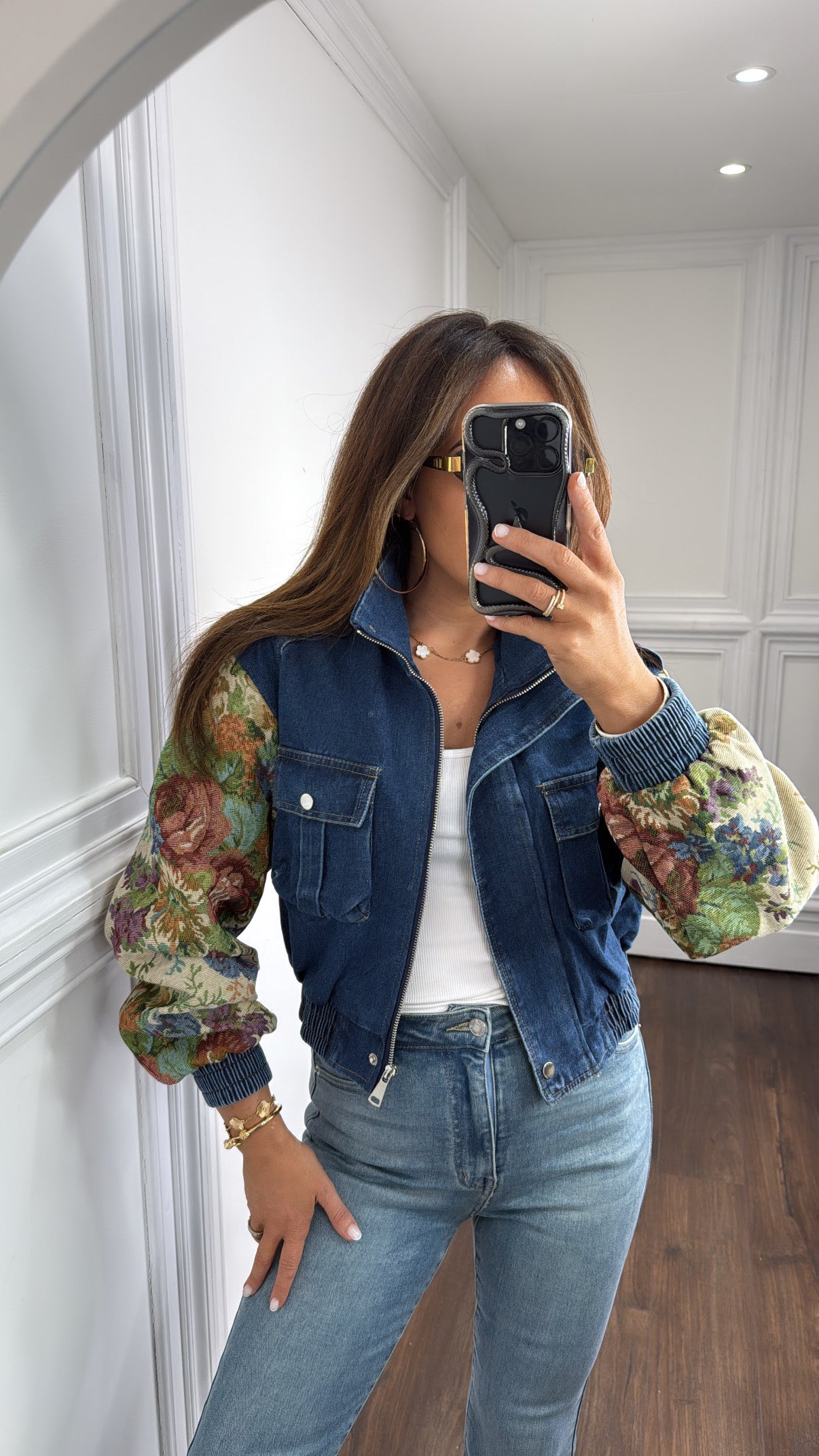 CLARA dark denim blue bomber jacket