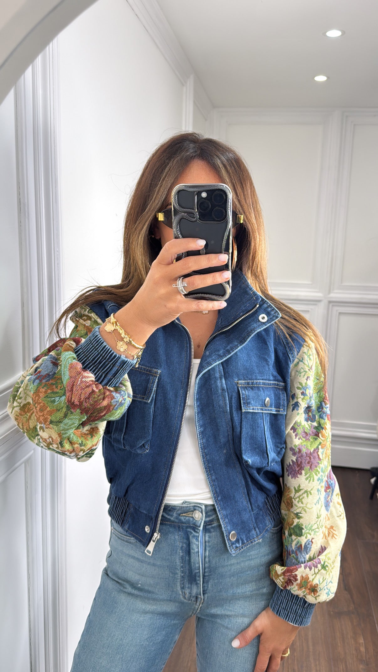 CLARA dark denim blue bomber jacket