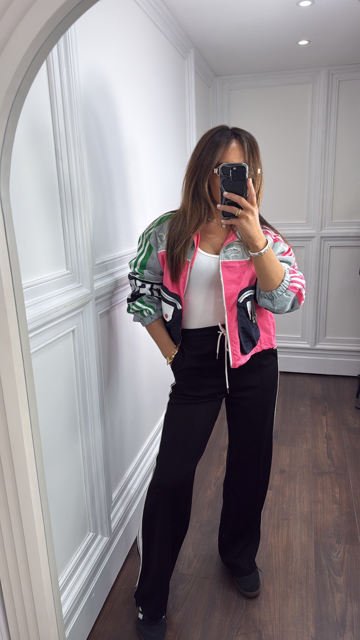 ALEX black contrast panel straight leg jogger