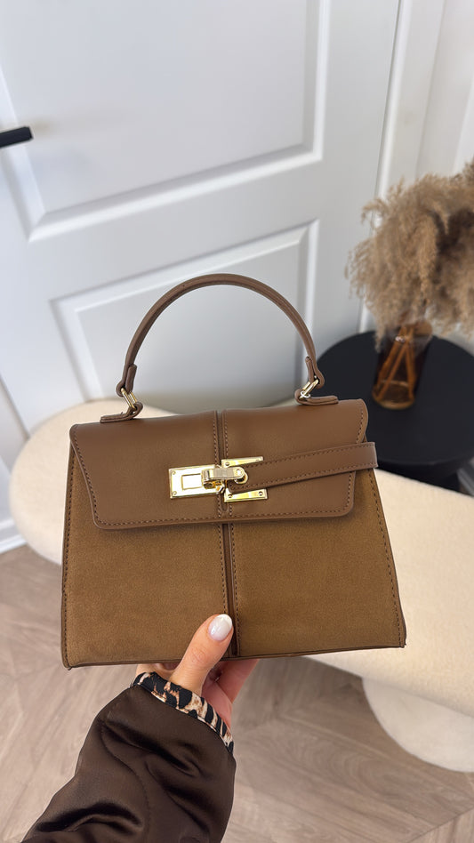POLLY brown faux suede city bag