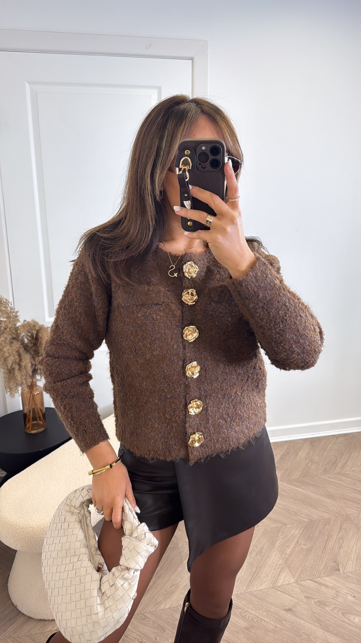 SIAN brown soft knit cardigan