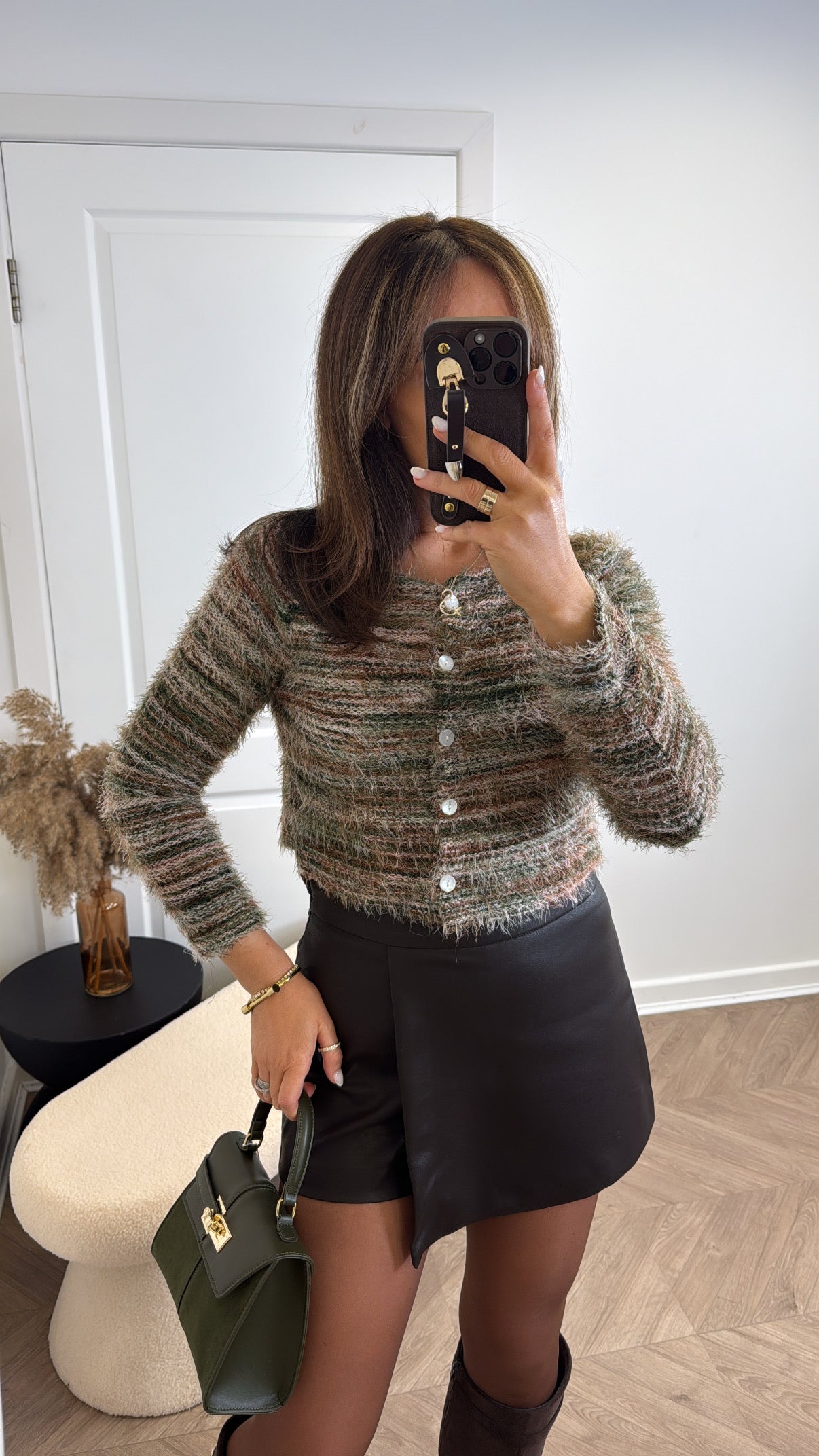 GIANNA multi colour cropped fluffy cardigan