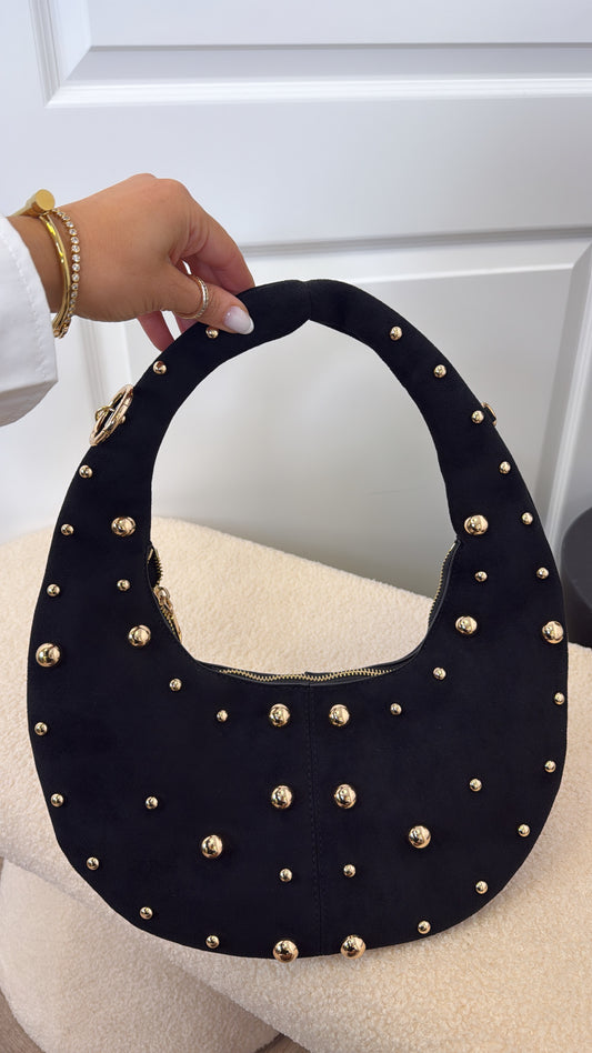 ORLA black faux suede stud bag