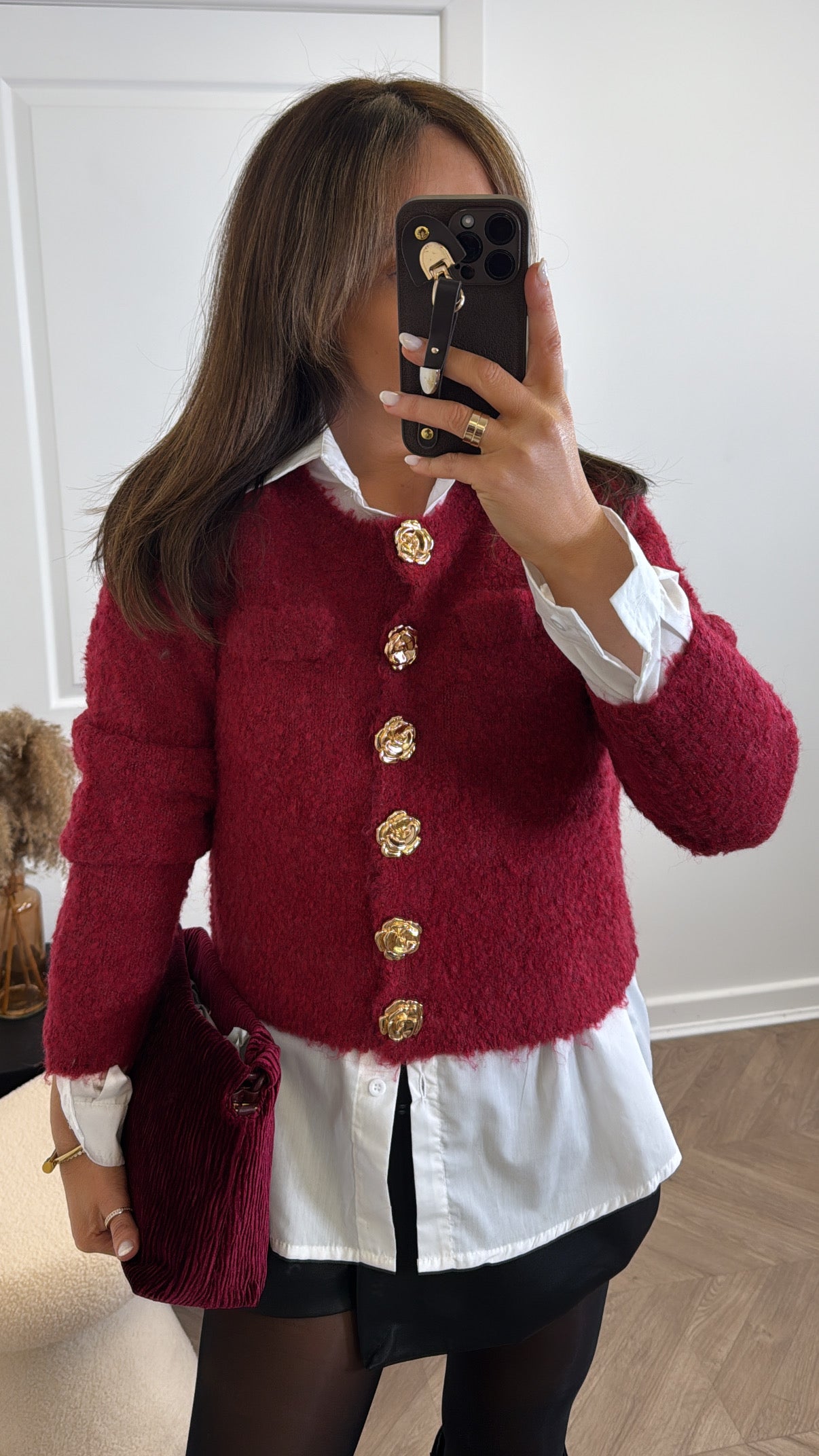 SIAN burgundy soft knit cardigan