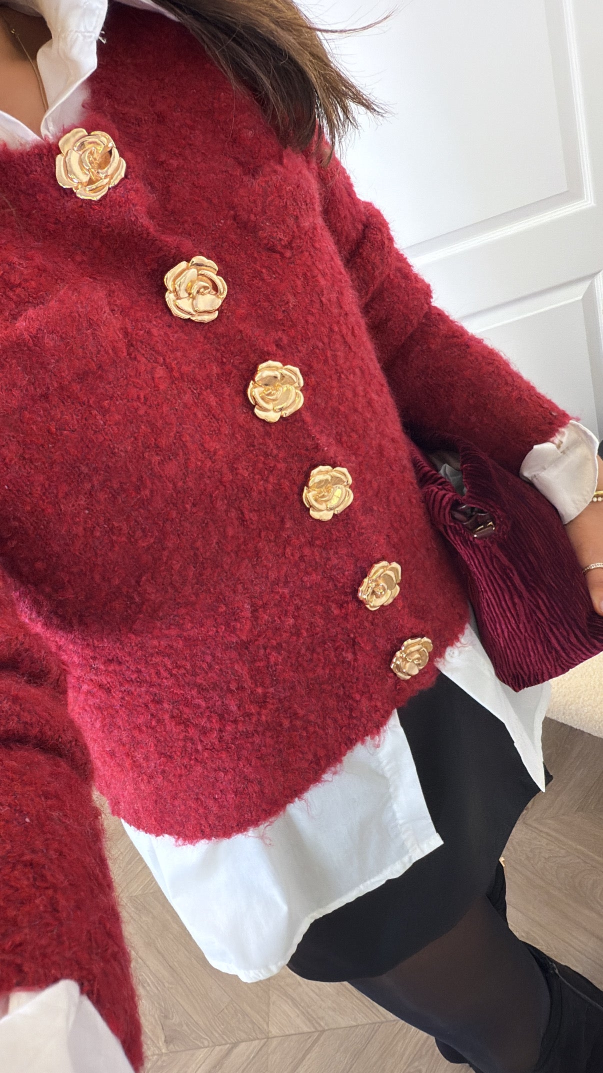 SIAN burgundy soft knit cardigan