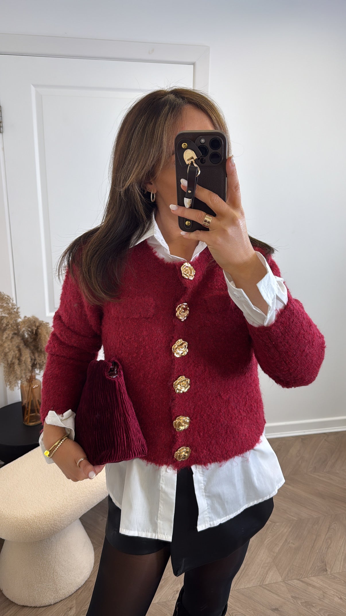 SIAN burgundy soft knit cardigan