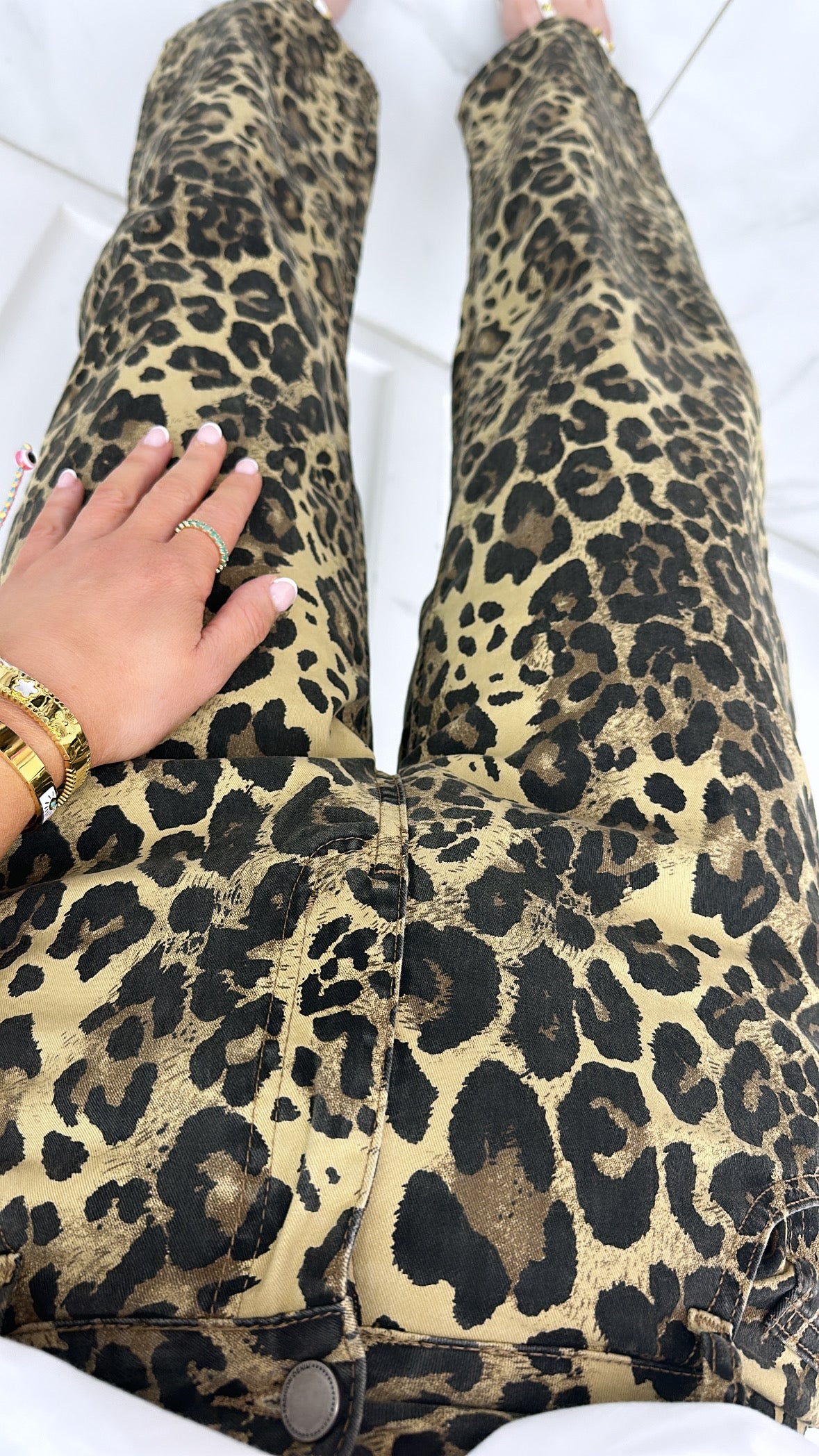 LEAH leopard print wide leg jeans