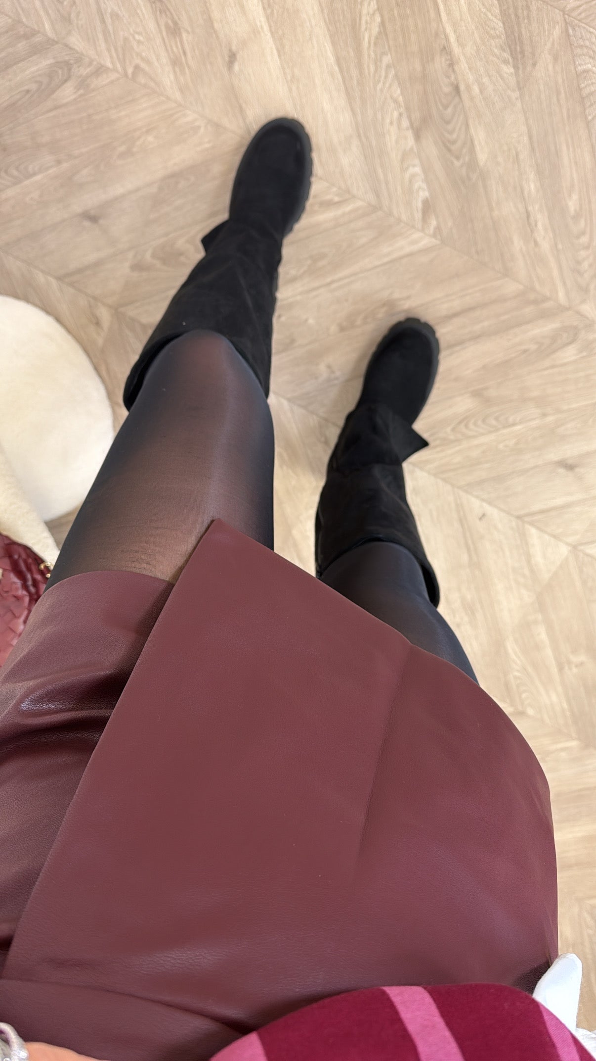 TALA burgundy faux leather skort