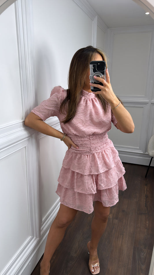 SOPHIA pink ruffle detail dress