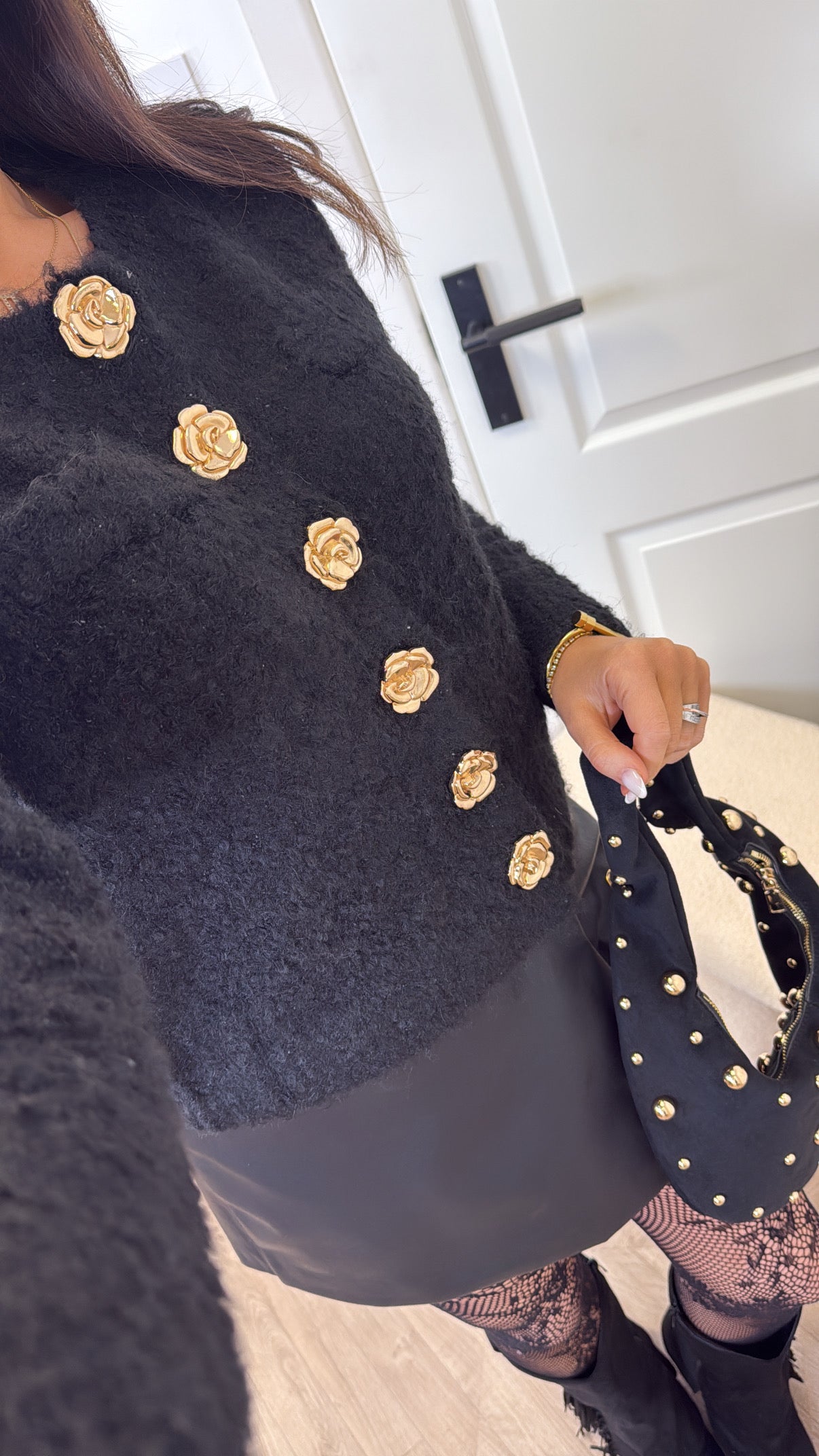 SIAN black soft knit cardigan