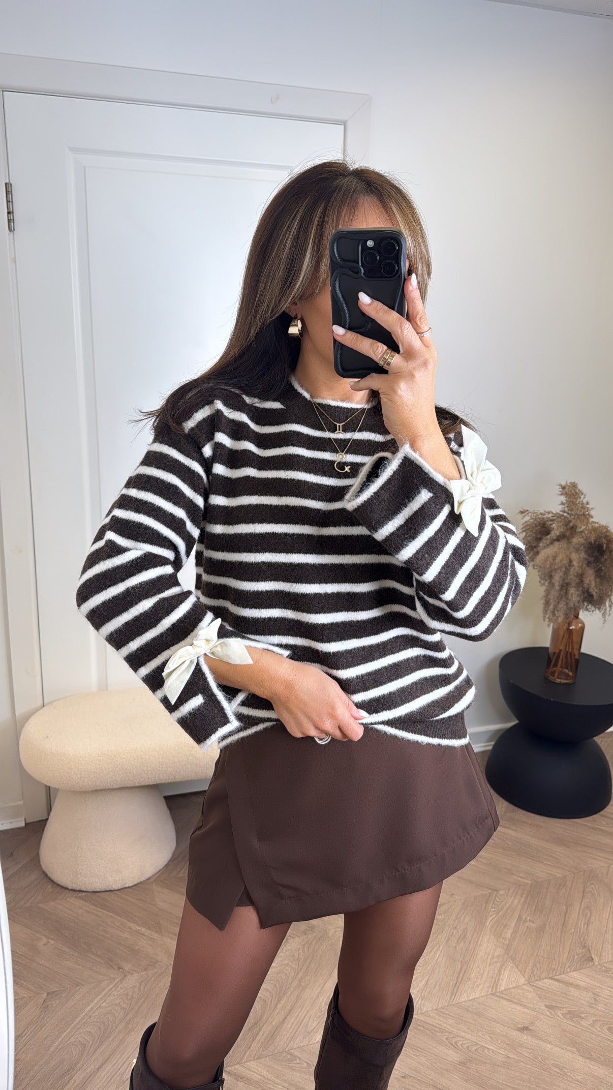HADLEY brown stripe soft knit jumper