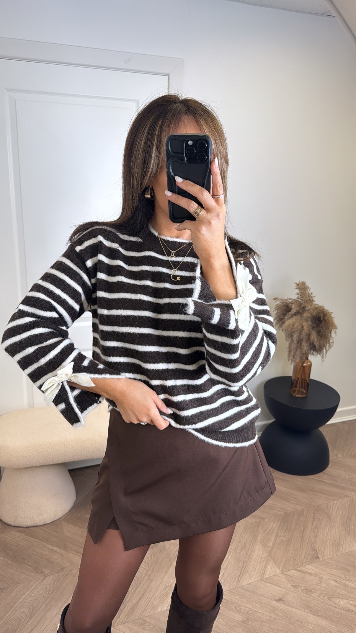 HADLEY brown stripe soft knit jumper