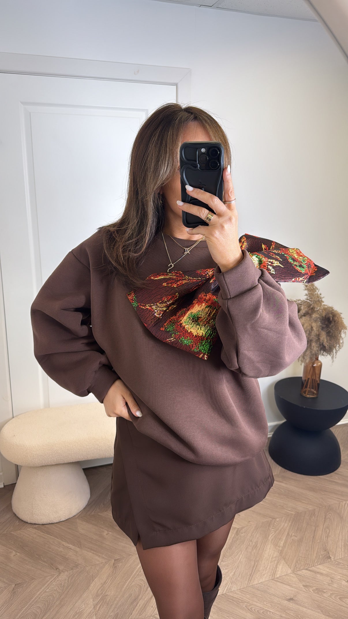 WYNTER brown bow detail sweatshirt