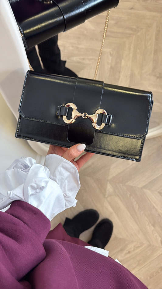 MARNIE black box bag with gold clasp