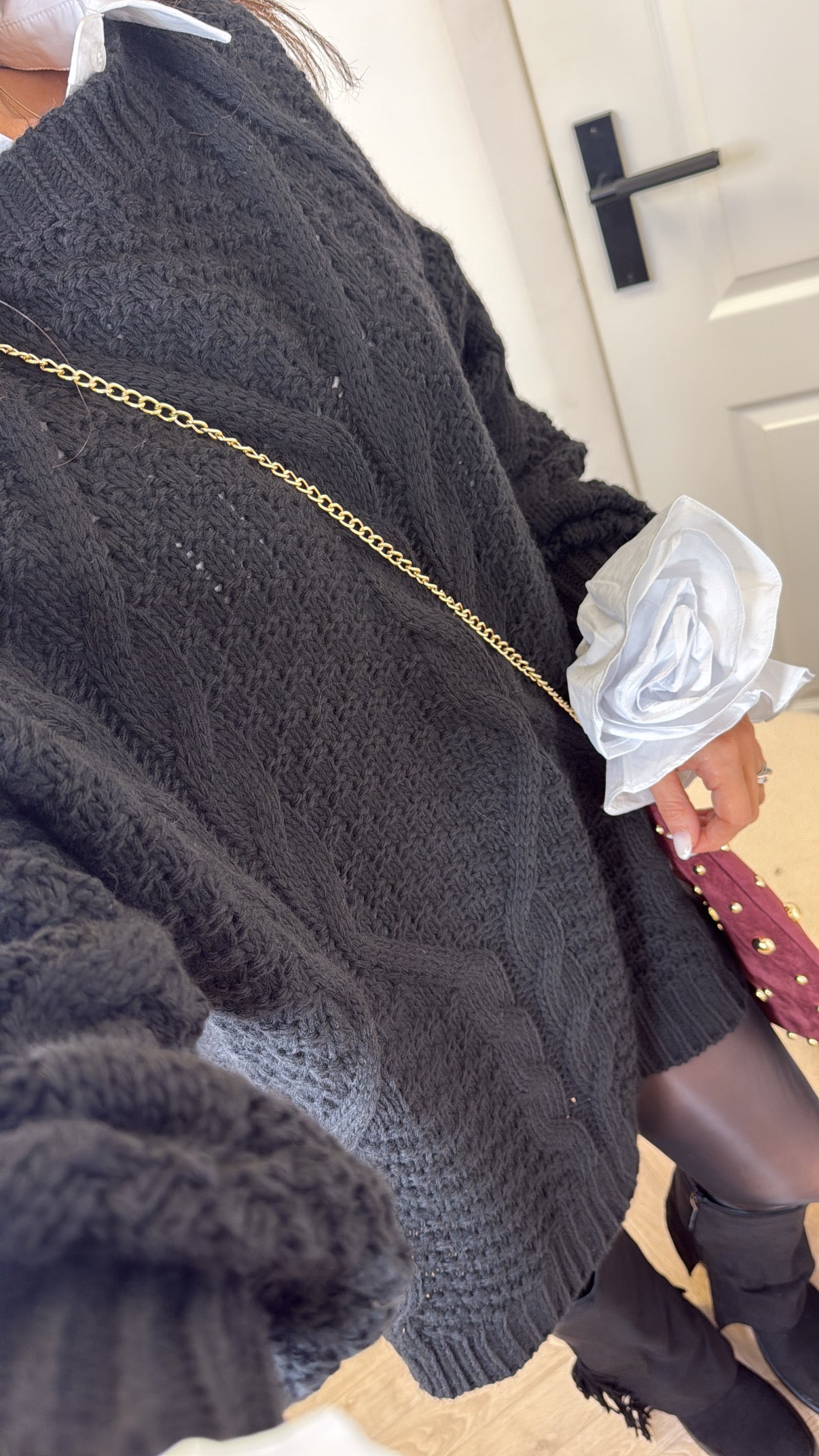 CALLIE black cable knit jumper