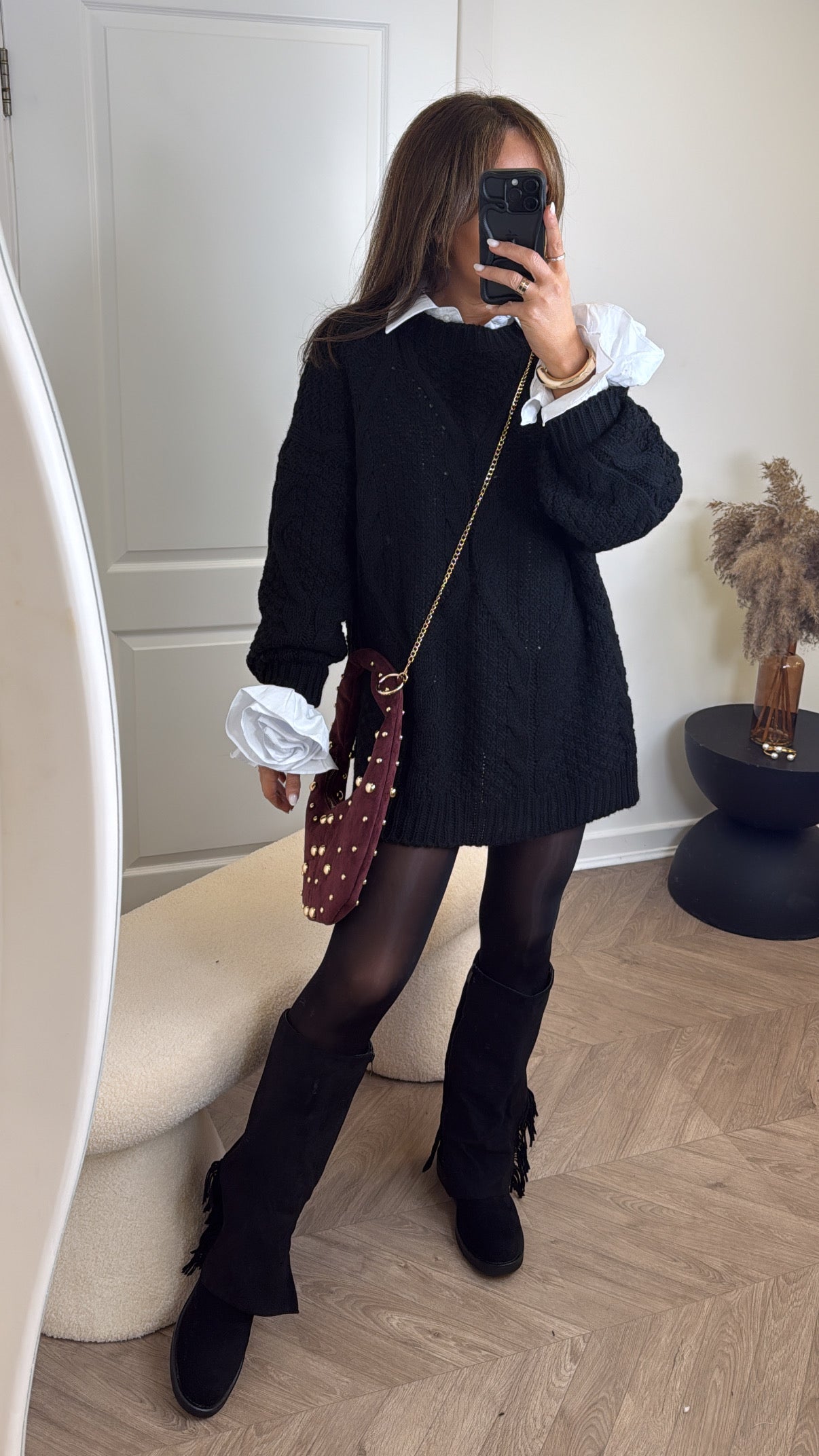 CALLIE black cable knit jumper