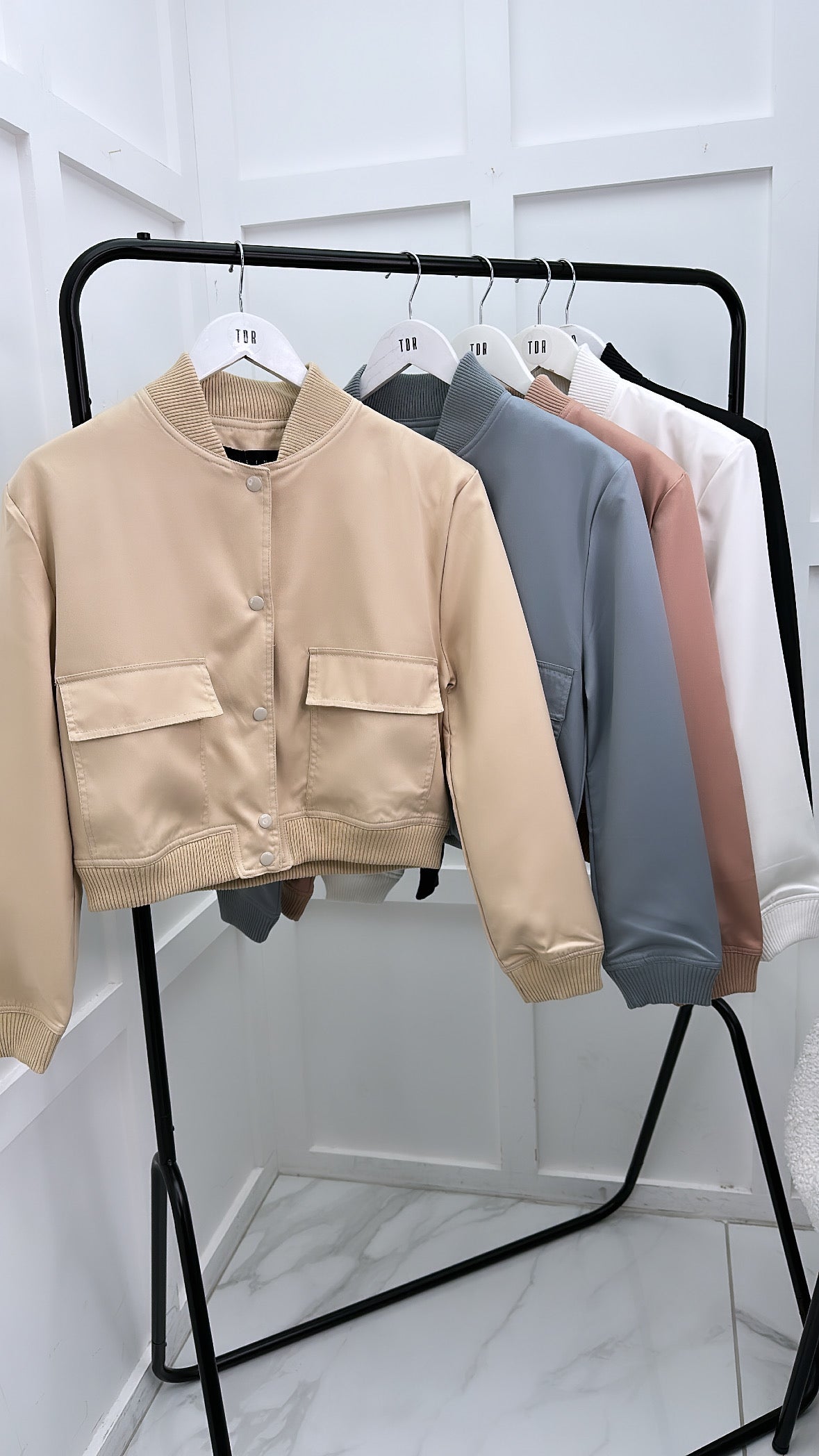 SIENNA beige cropped pocket bomber