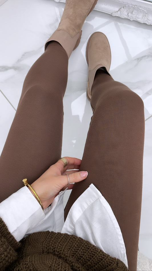 Charcoal grey thick ribbed leggings