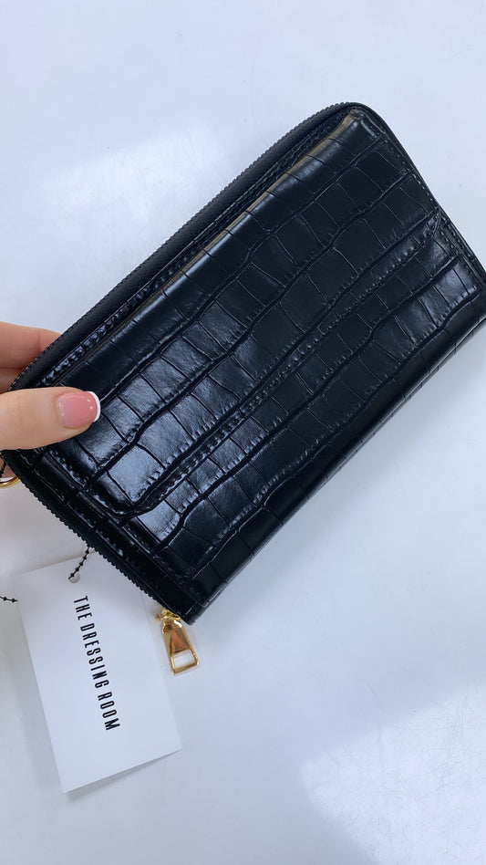 VIENNA black croc crossbody bag