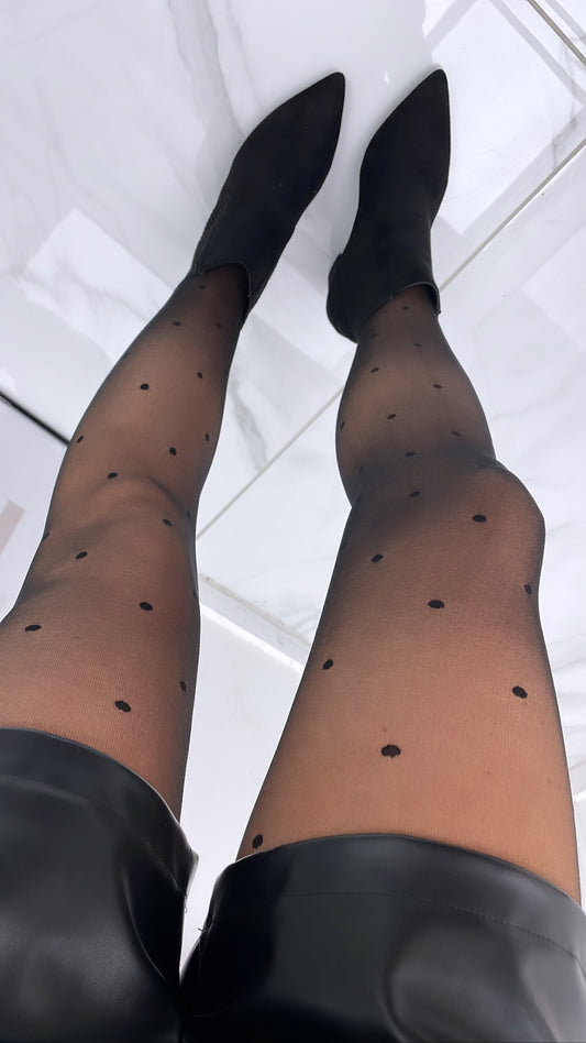 PENNY black sheer polka dot tights