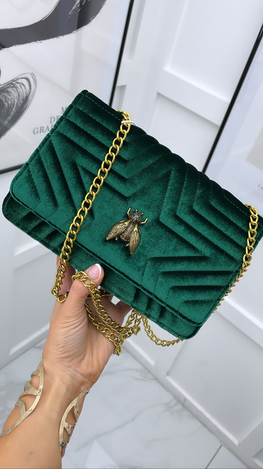 JADA green velvet bee bag with chain strap